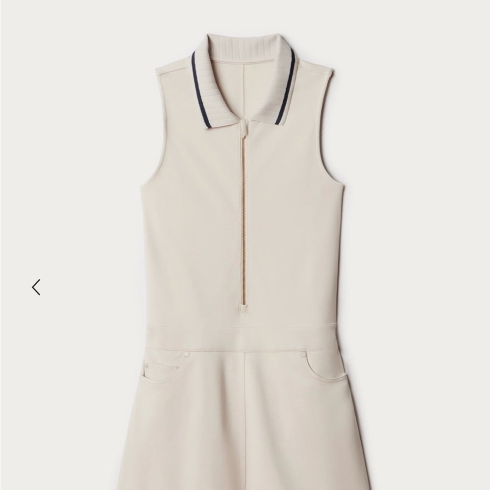Sleeveless Polo Golf Dress in Light Beige - Picture 7 of 9